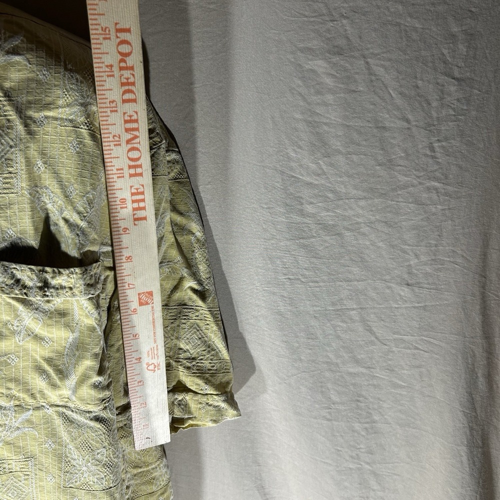 Jamaica Jaxx Mens XXL Silk Hawaiian Camp Shirt Yellow Pineapple Jacquard Button - Picture 5 of 7